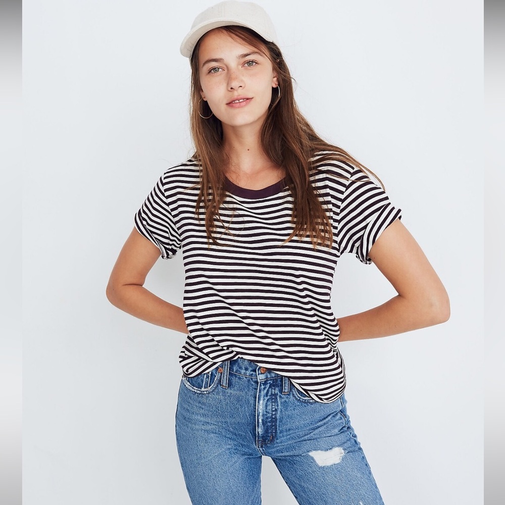 Madewell || Rivet & Thread Oversized Crop Tee in Stripe